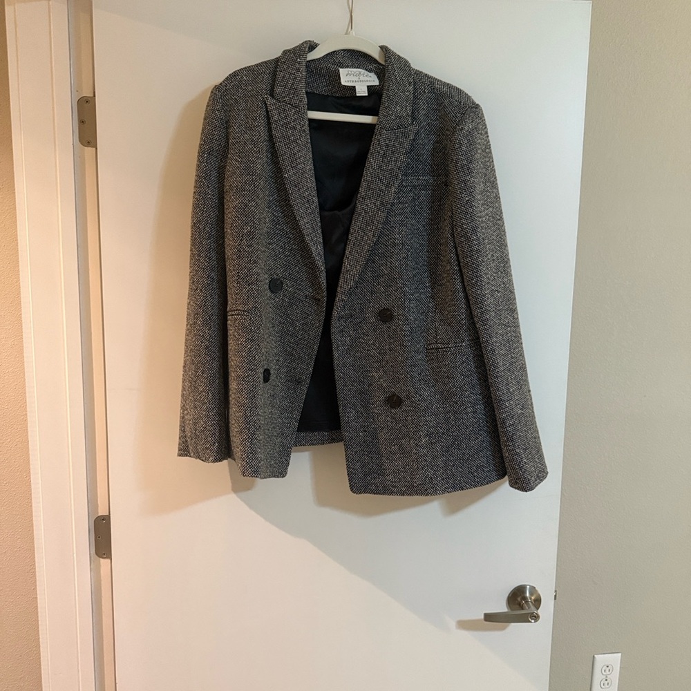 Anthropologie Black and White Textured Blazer